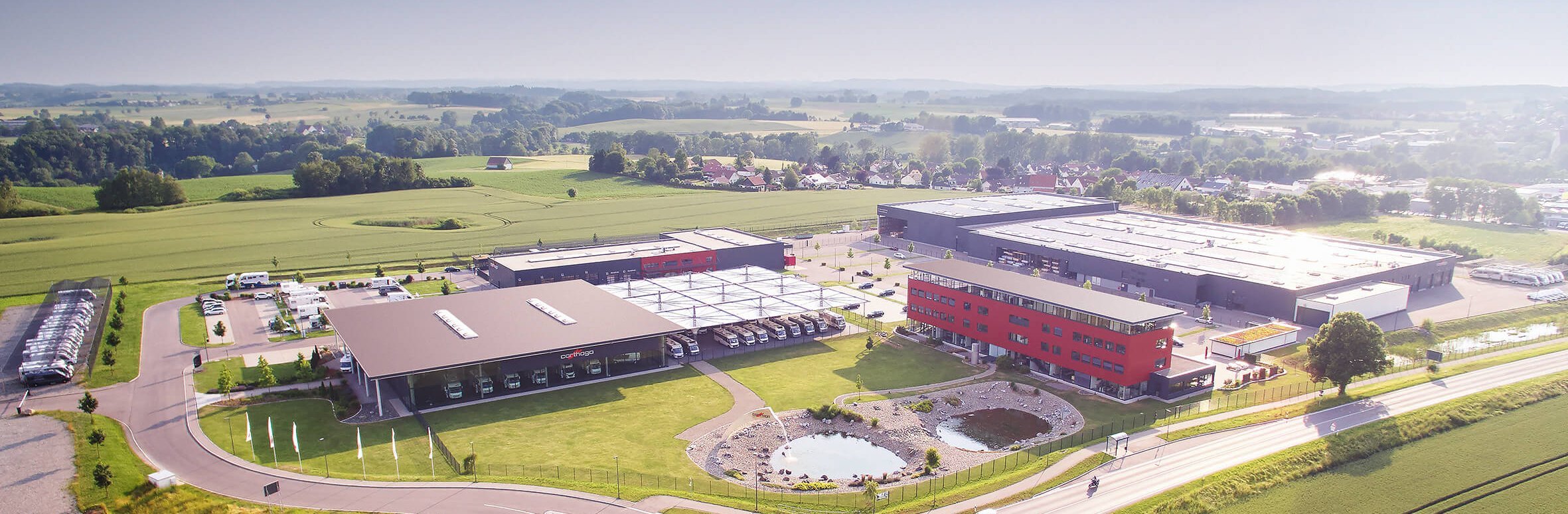 Luftaufnahme des Unternehmensstandorts Carthago City in Aulendorf