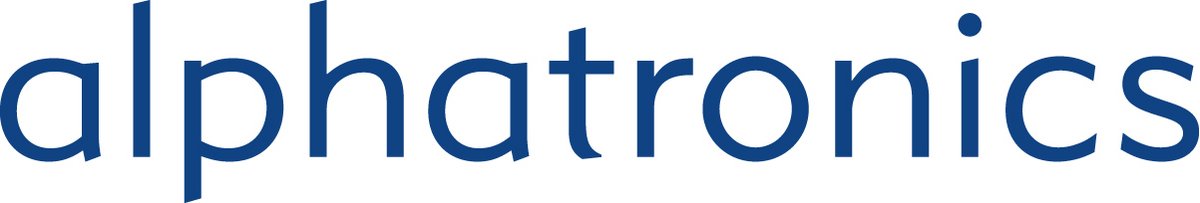 Logo des Unternehmens alphatronic in blauer Schrift