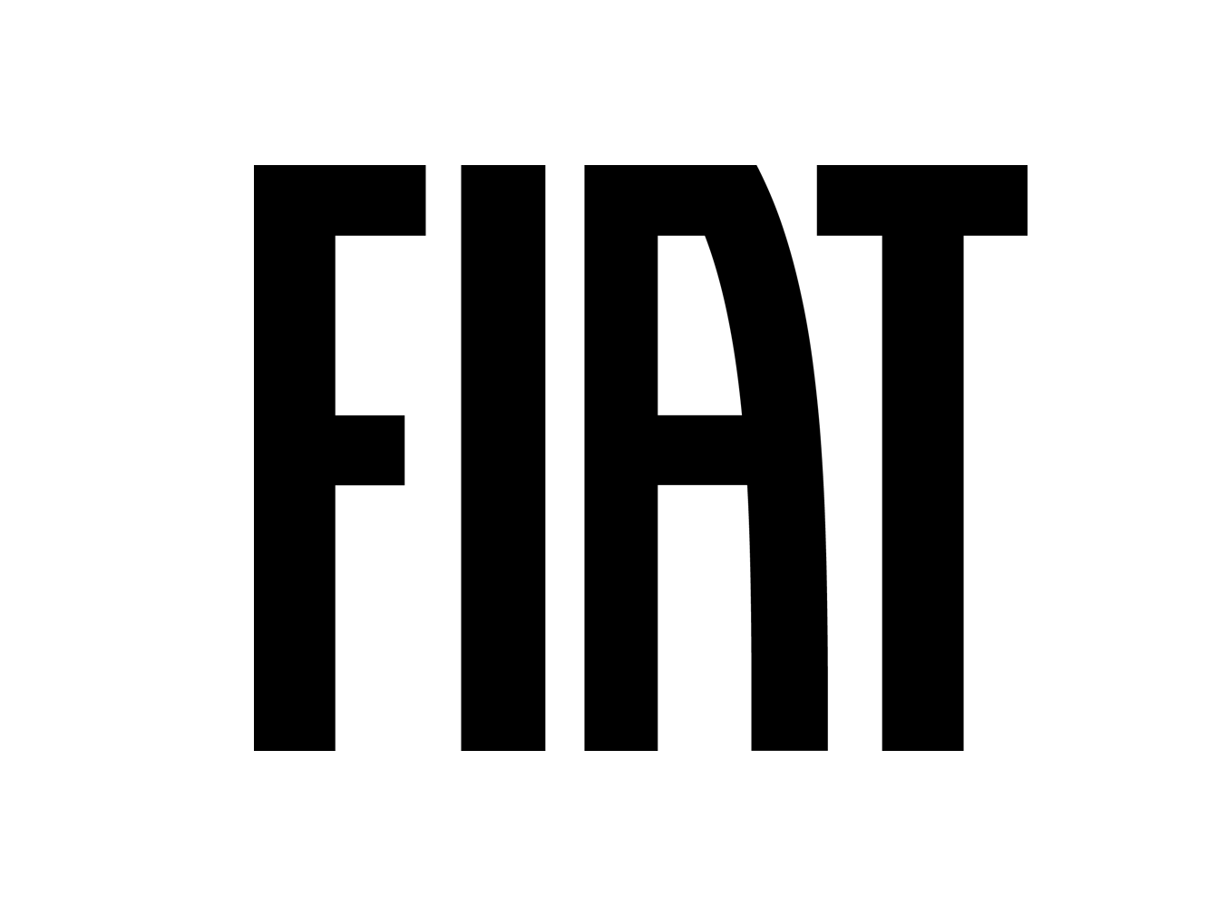 Fiat Logo als schwarzer Schriftzug mit weißem Hintergrund 