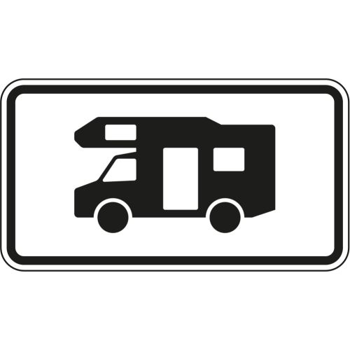 Zusatzschild eines Wohnmobils auf weißem Hintergrund
