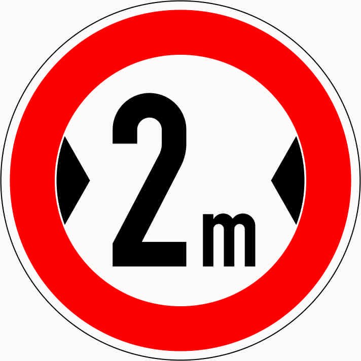 Verkehrsschild Durchfahrtsverbot für Fahrzeuge mit einer Breite über 2 m mit einem roten Kreis