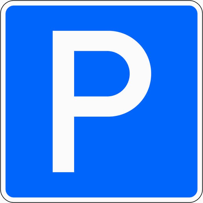 Schild Parken mit einem P auf einem blauen Hintergrund